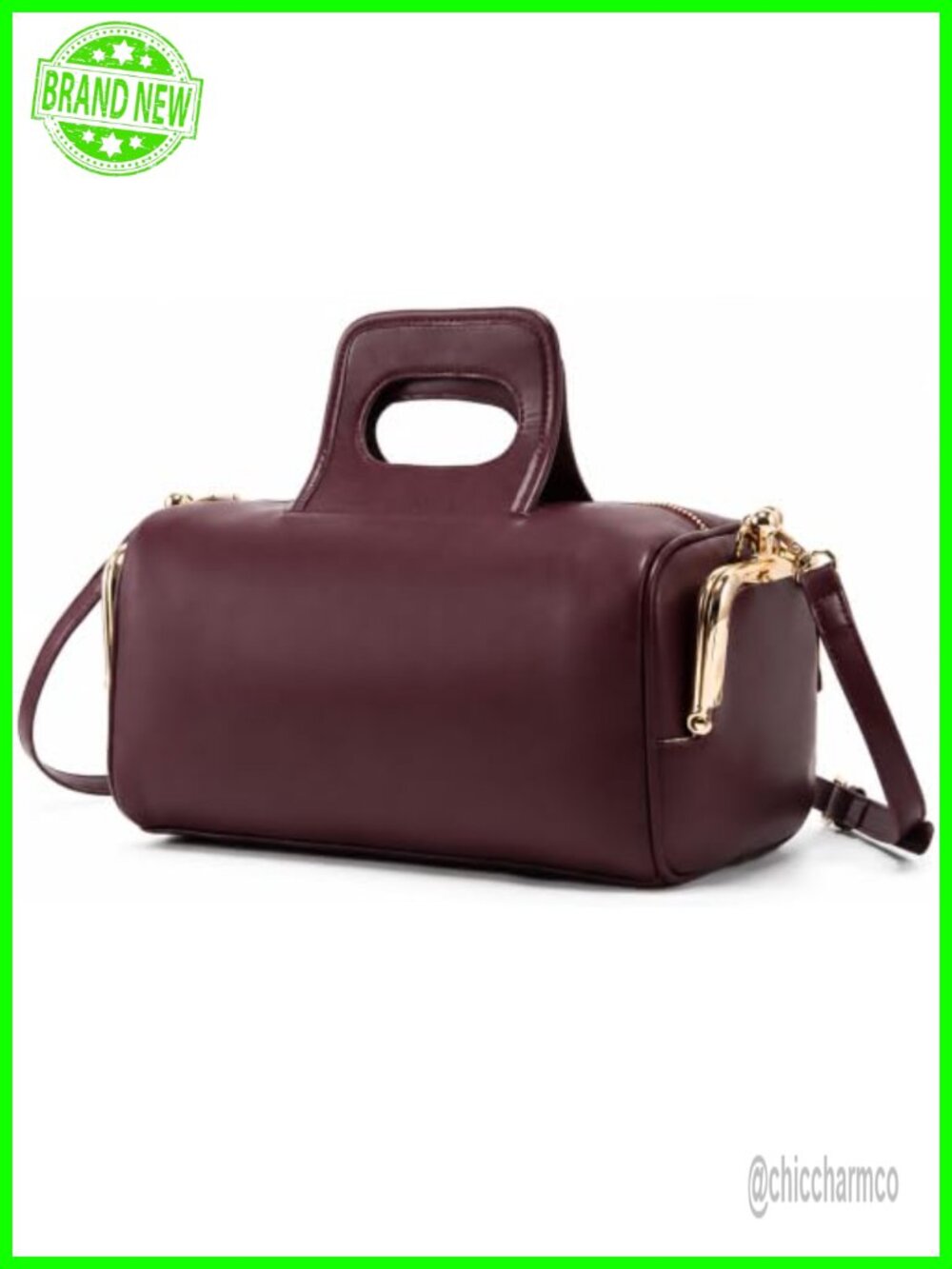 Vegan PU Leather Retro Pillow Satchel Handbag with Kisslock Side Pockets